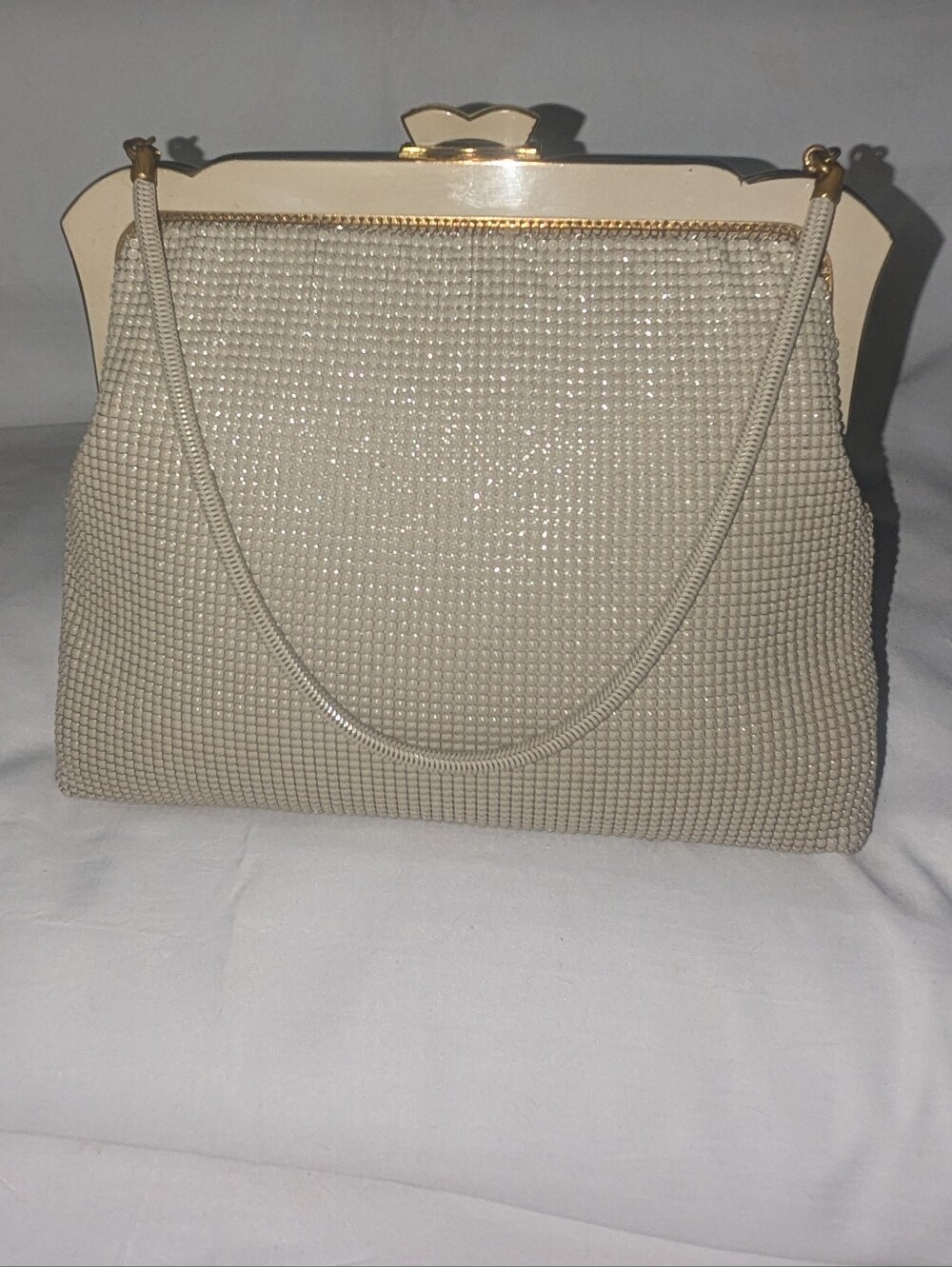Vintage Oroton Cream Mesh Evening Clutch Made In West Germany